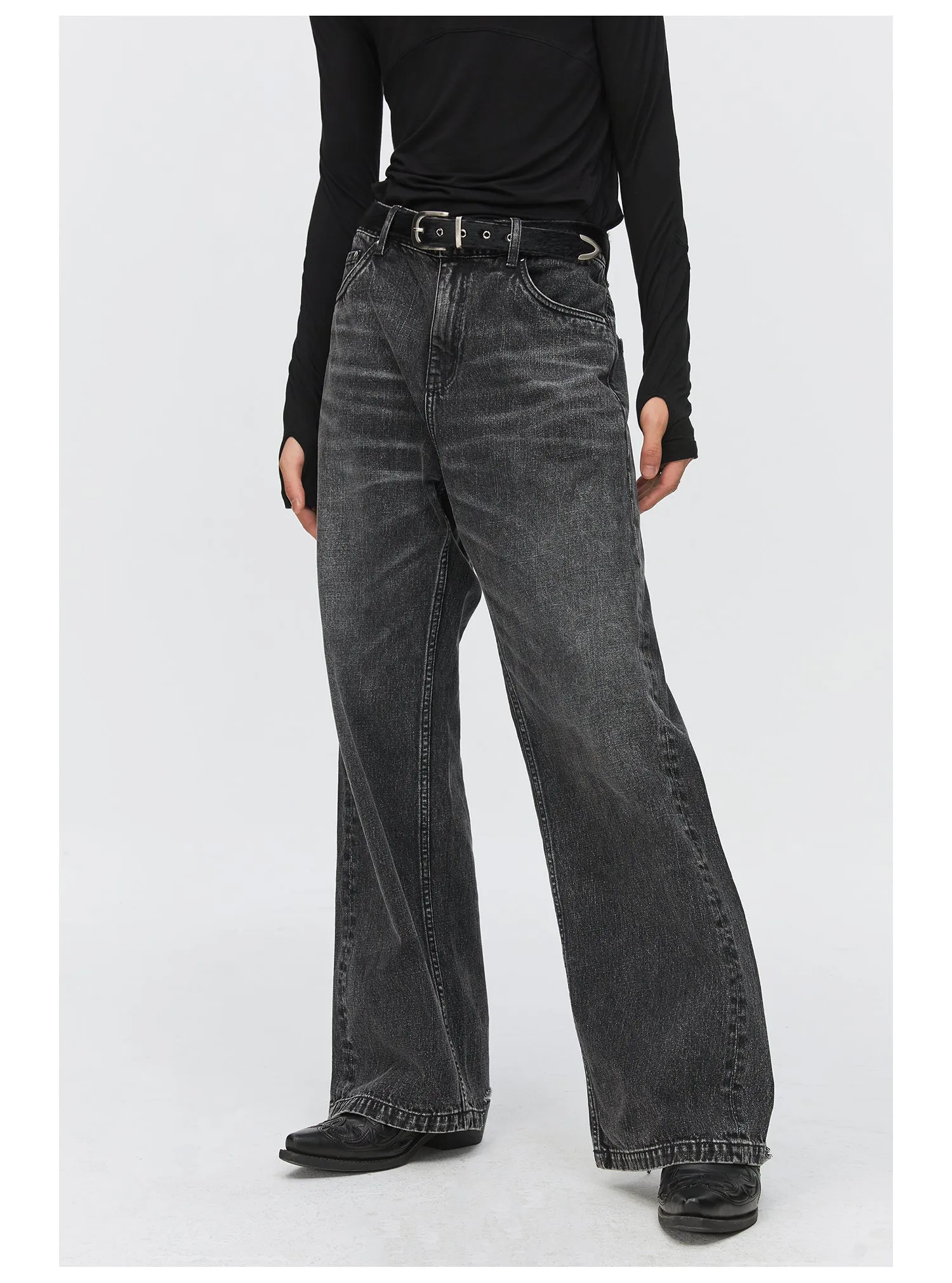Pure cotton straight jeans