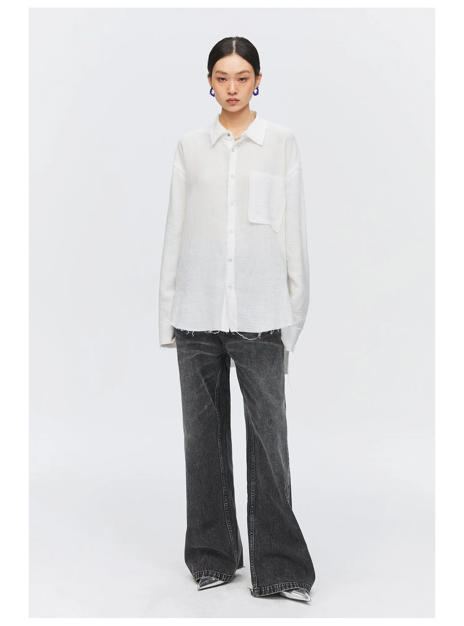 Pure cotton straight jeans
