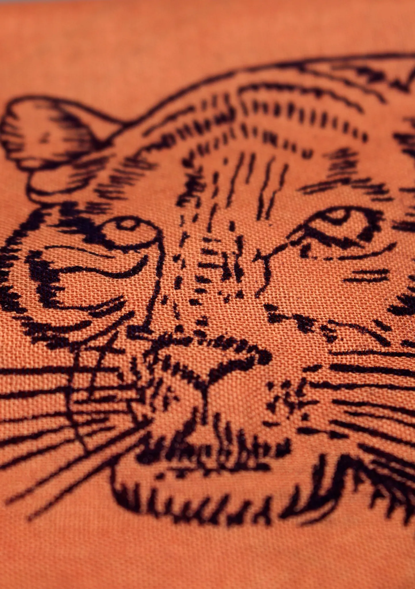 Pure Cotton Wildlife  Tiger Printed Orange Shawl with Furka