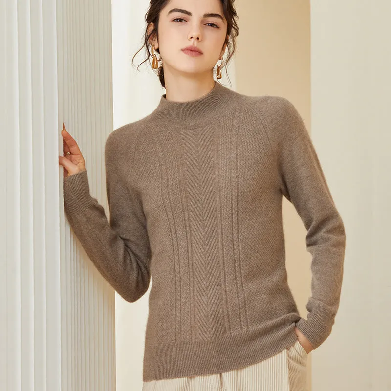 Pure Mockneck Cashmere Sweater for Women  Long Sleeve 100% Cashmere Sweater