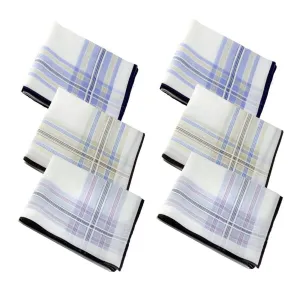 Pure Premium Cotton Handkerchief With Colored Stripes - Pack Of 6