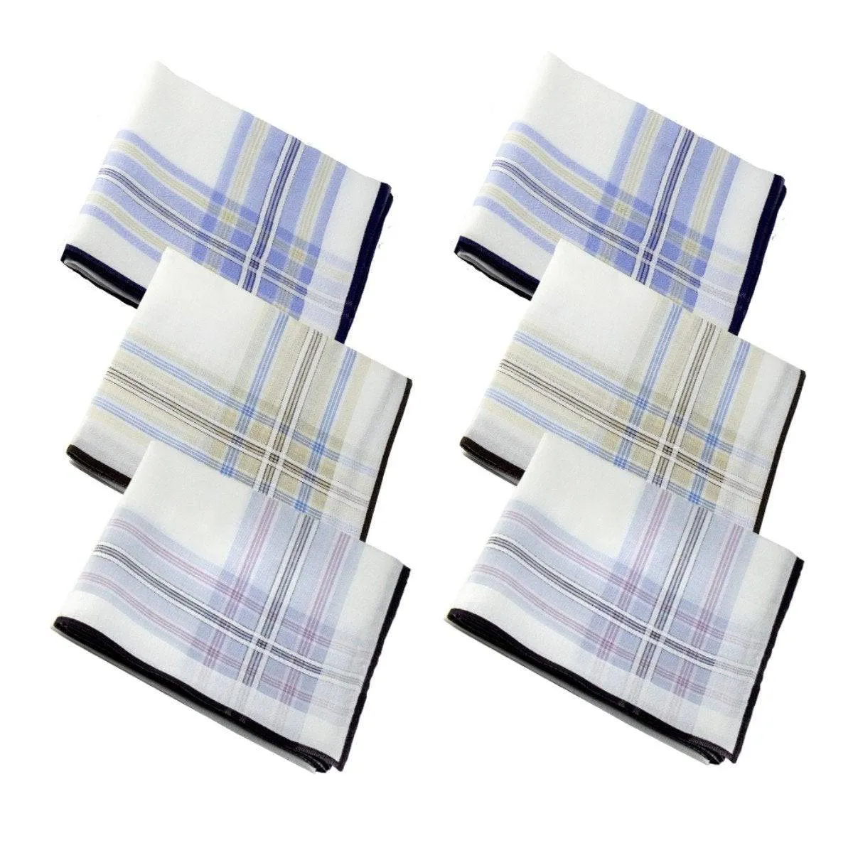 Pure Premium Cotton Handkerchief With Colored Stripes - Pack Of 6