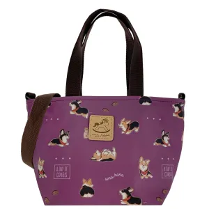 Purple Tricolor Corgi Mini Travel Tote