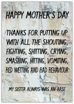 Putting Up Sister Funny Mother's Day Card