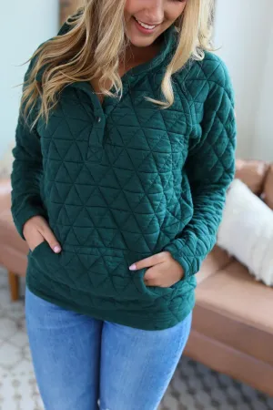 *PVM* Geometric Button Snap Pullover (Evergreen)