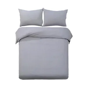 Queen Size Classic Quilt Cover Set - Grey