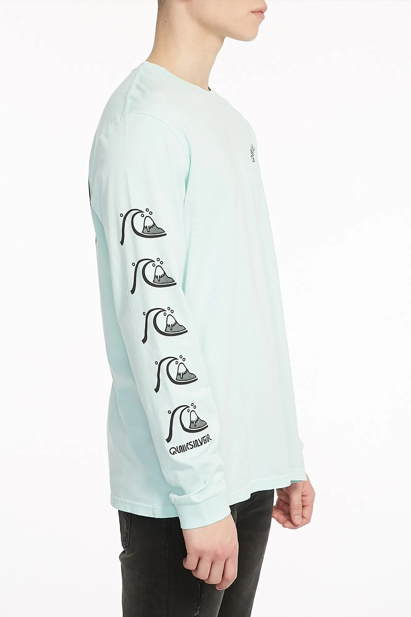 Quiksilver Guys Graphic Light Blue Long Sleeve Tee