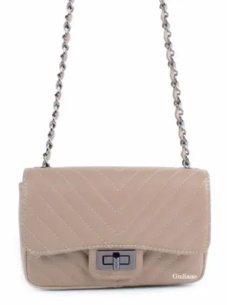 Quilted Diagonal Design Italian Shoulderbag