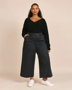 Quinn Cropped Wide Leg Pant | Black