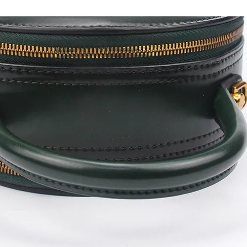 Quited Small Leather Round Bag Purse