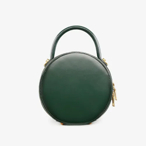 Quited Small Leather Round Bag Purse