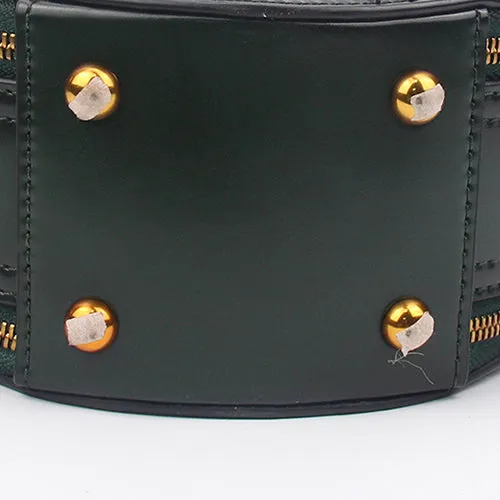 Quited Small Leather Round Bag Purse