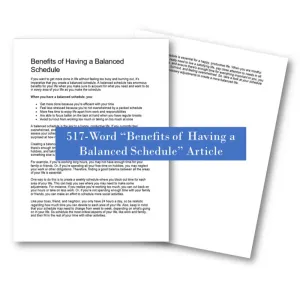 "Benefits of Having a Balanced Schedule PLR Article" PLR Article