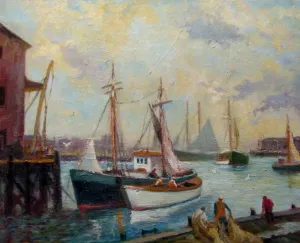 "Gloucester Harbor" by Thomas Carleton - Marine Oil Painting