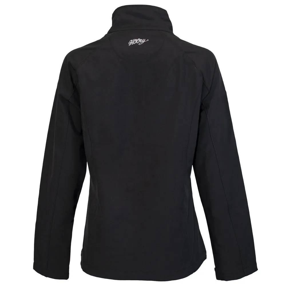 "Ladies Softshell Jacket" Black w/Multi Color Pattern Lining