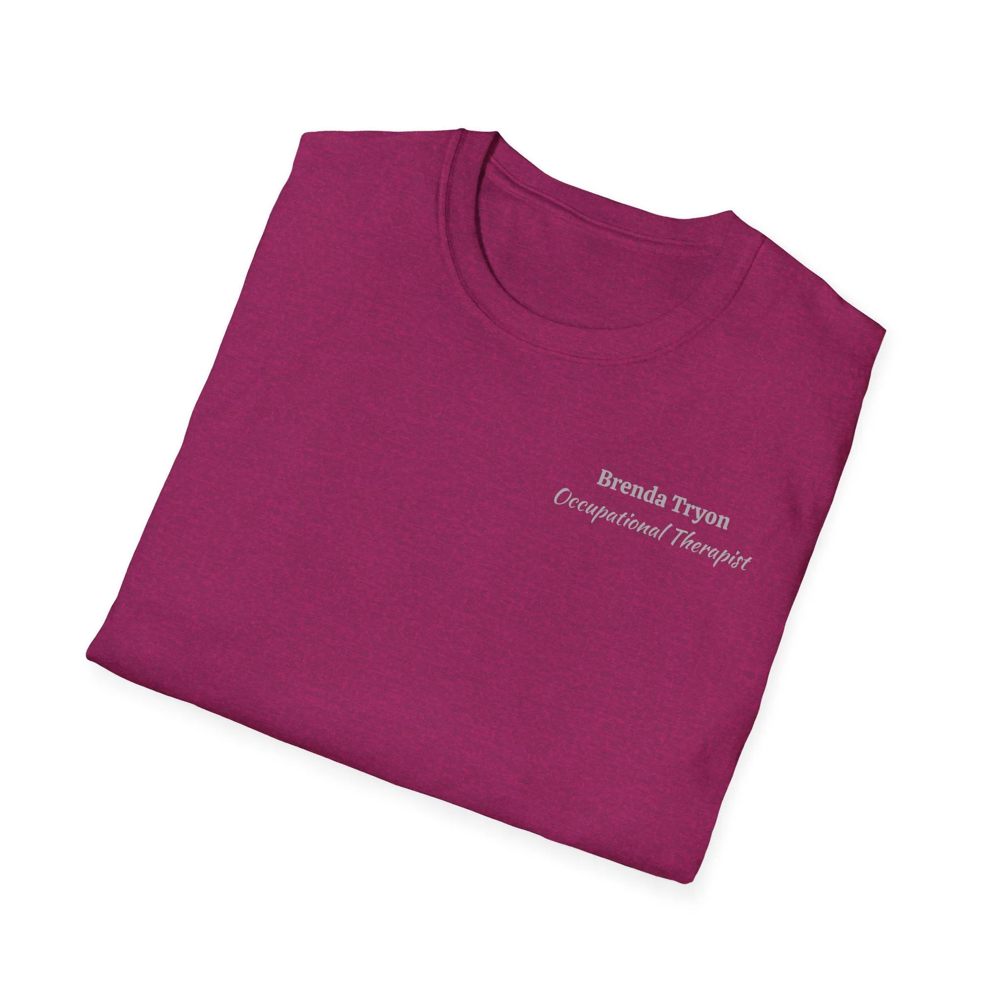 "Personalized" ClearSky Rehabilitation Hospital [Brenda Tryon- Occupational Therapist] [Front/Back Logo] | Unisex Softstyle T-Shirt