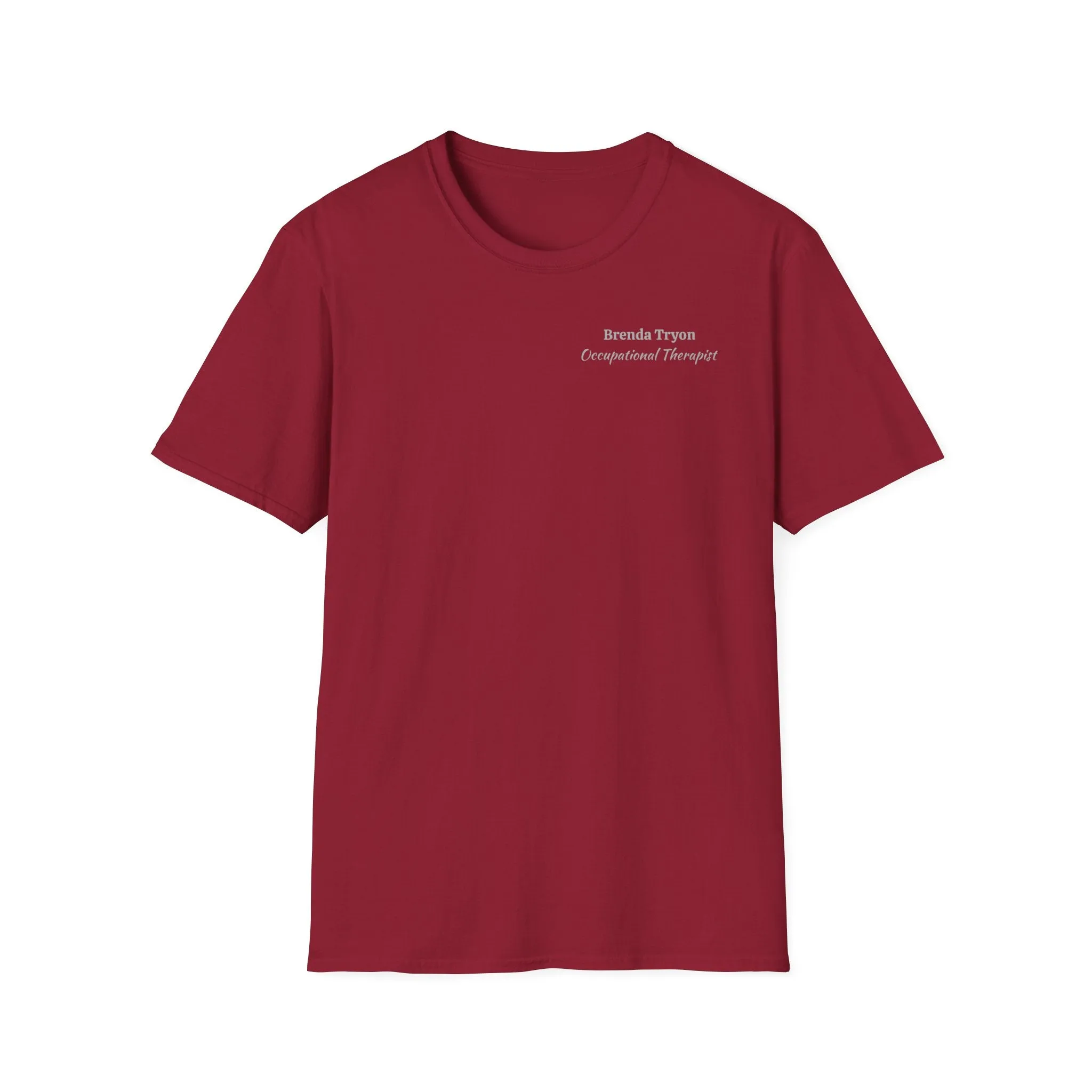 "Personalized" ClearSky Rehabilitation Hospital [Brenda Tryon- Occupational Therapist] [Front/Back Logo] | Unisex Softstyle T-Shirt