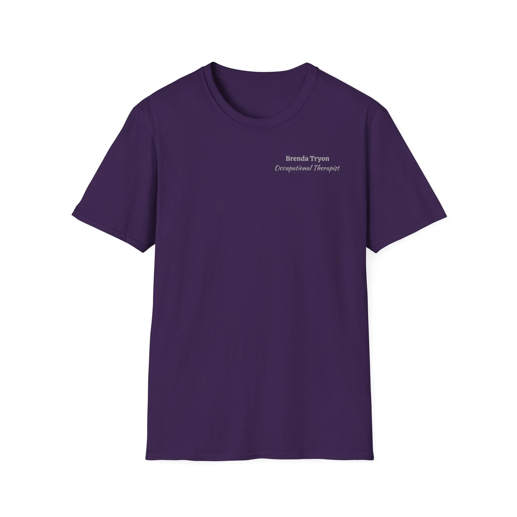 "Personalized" ClearSky Rehabilitation Hospital [Brenda Tryon- Occupational Therapist] [Front/Back Logo] | Unisex Softstyle T-Shirt