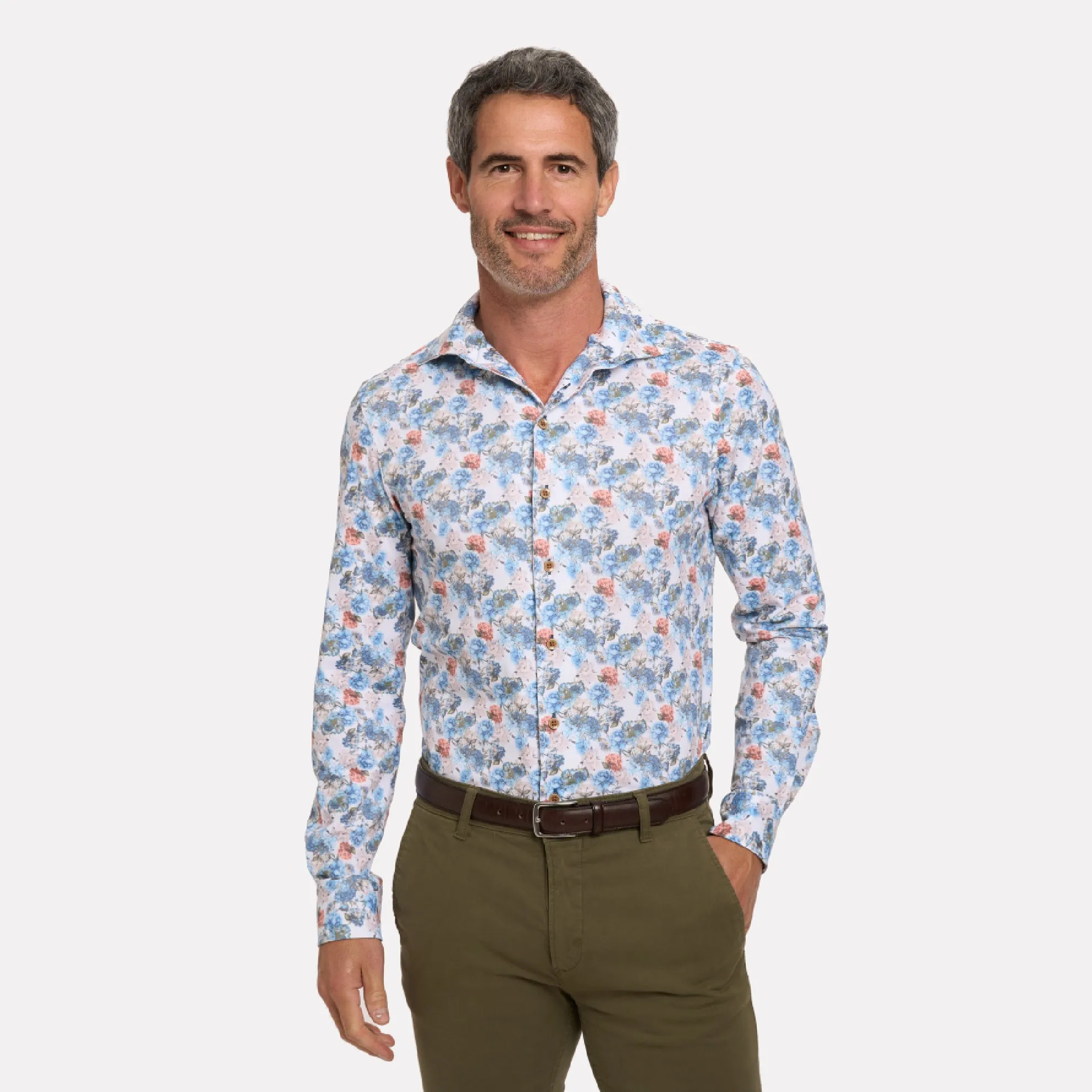 R2 Amsterdam Long Sleeve Casual Fit Shirt / Pique/Multi