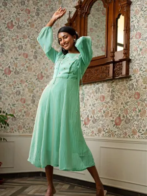 Raati Embroidered Sage Dress