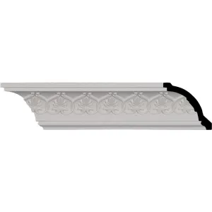 Rachelle Crown Moulding, 3"H x 3"P x 4 1/4"F x 94 1/2"L, (3" Repeat)
