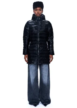 Rains Lohja Long Puffer Curve Jacket W3T3 in Night