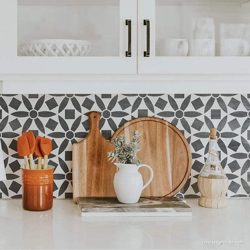 Ranae Geometric Floral Stencil