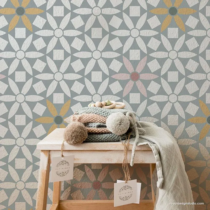 Ranae Geometric Floral Stencil