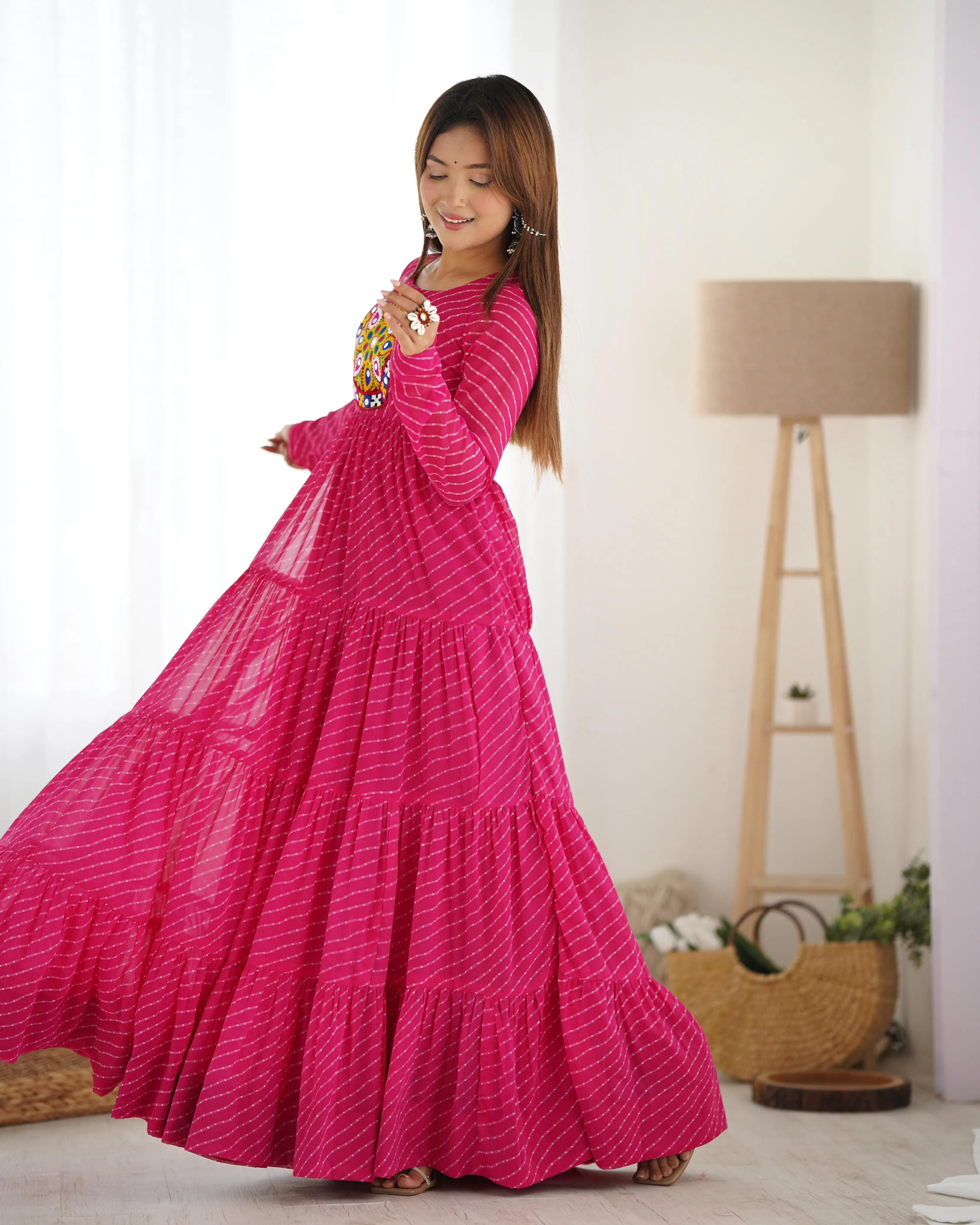 Rani Colour Leheriya Print Full Gown