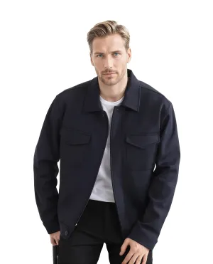 Rare Rabbit Men Mapi Navy Nylon Fabric Full Sleeves Curved Collar Zipper Closure Plain Jacket