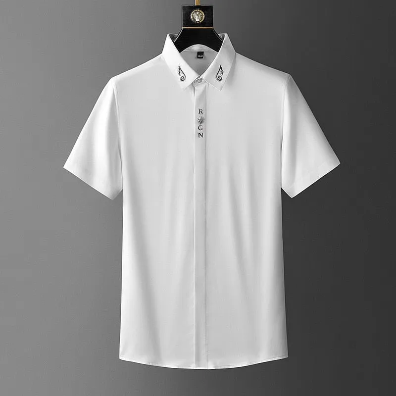RCN Letter And Collar Wings Decorated Shirt