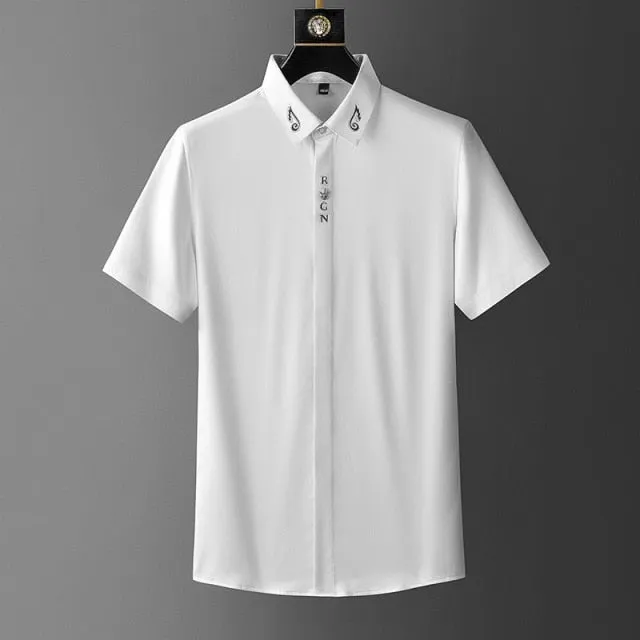 RCN Letter And Collar Wings Decorated Shirt
