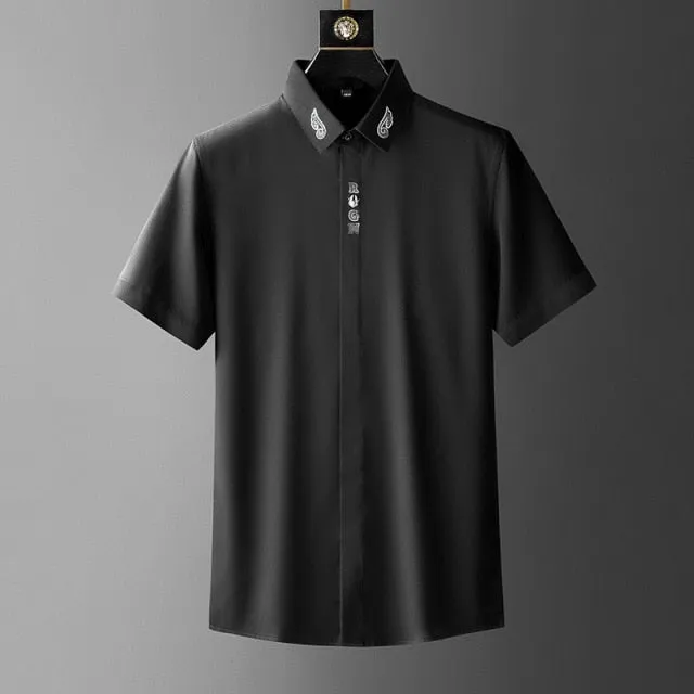 RCN Letter And Collar Wings Decorated Shirt