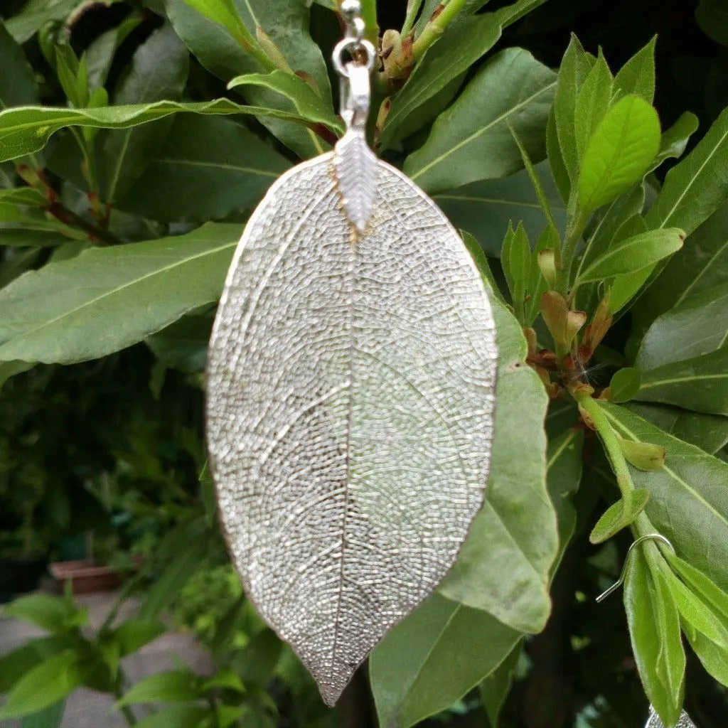 Real Leaf Jewellery Set - Necklace & Earrings - Gold Pink or Pewter