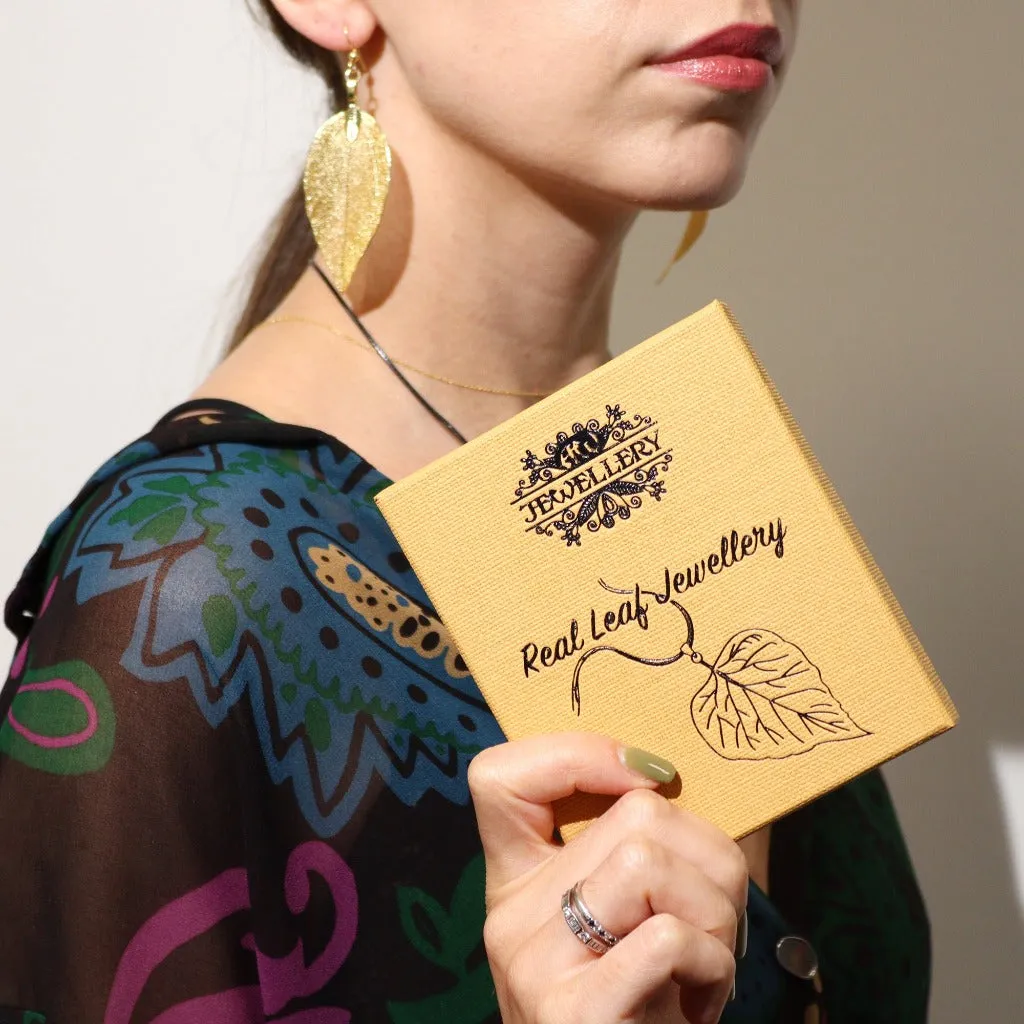 Real Leaf Jewellery Set - Necklace & Earrings - Gold Pink or Pewter