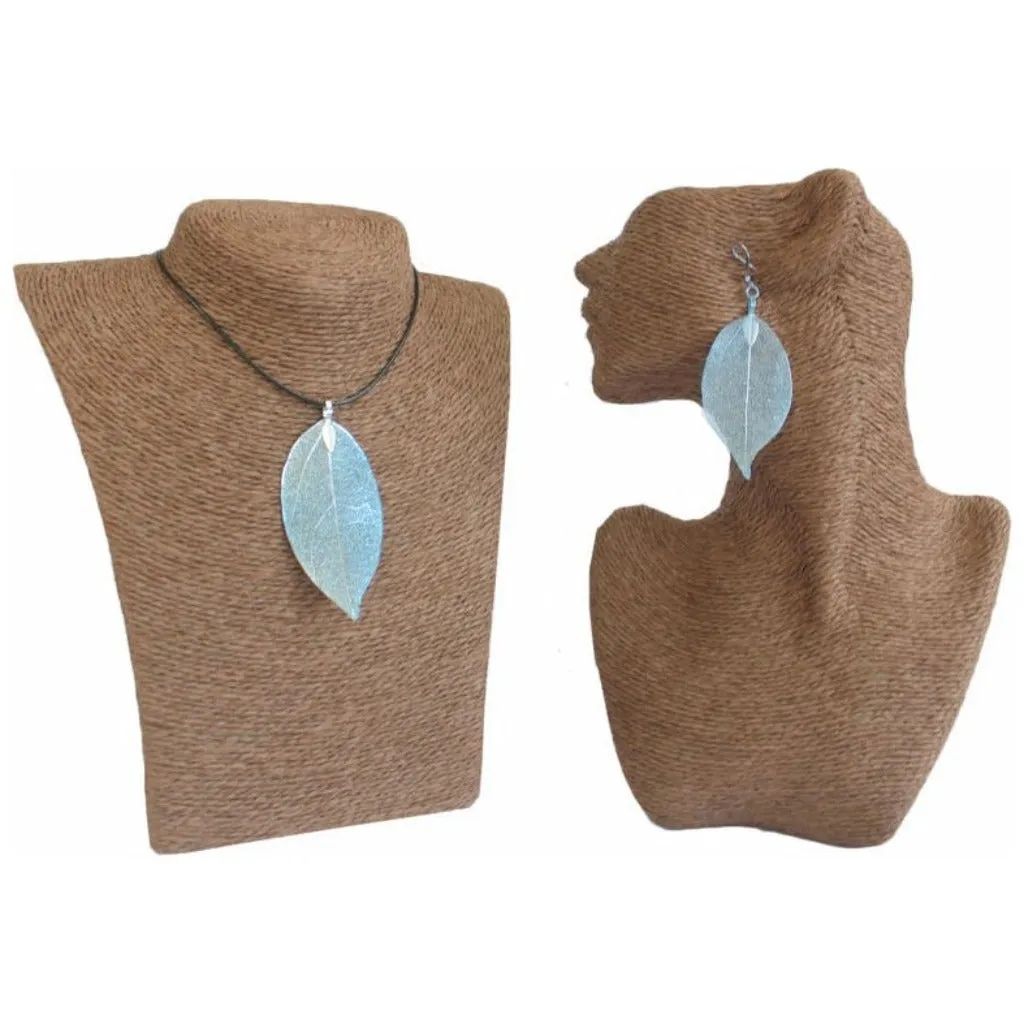 Real Leaf Jewellery Set - Necklace & Earrings - Gold Pink or Pewter
