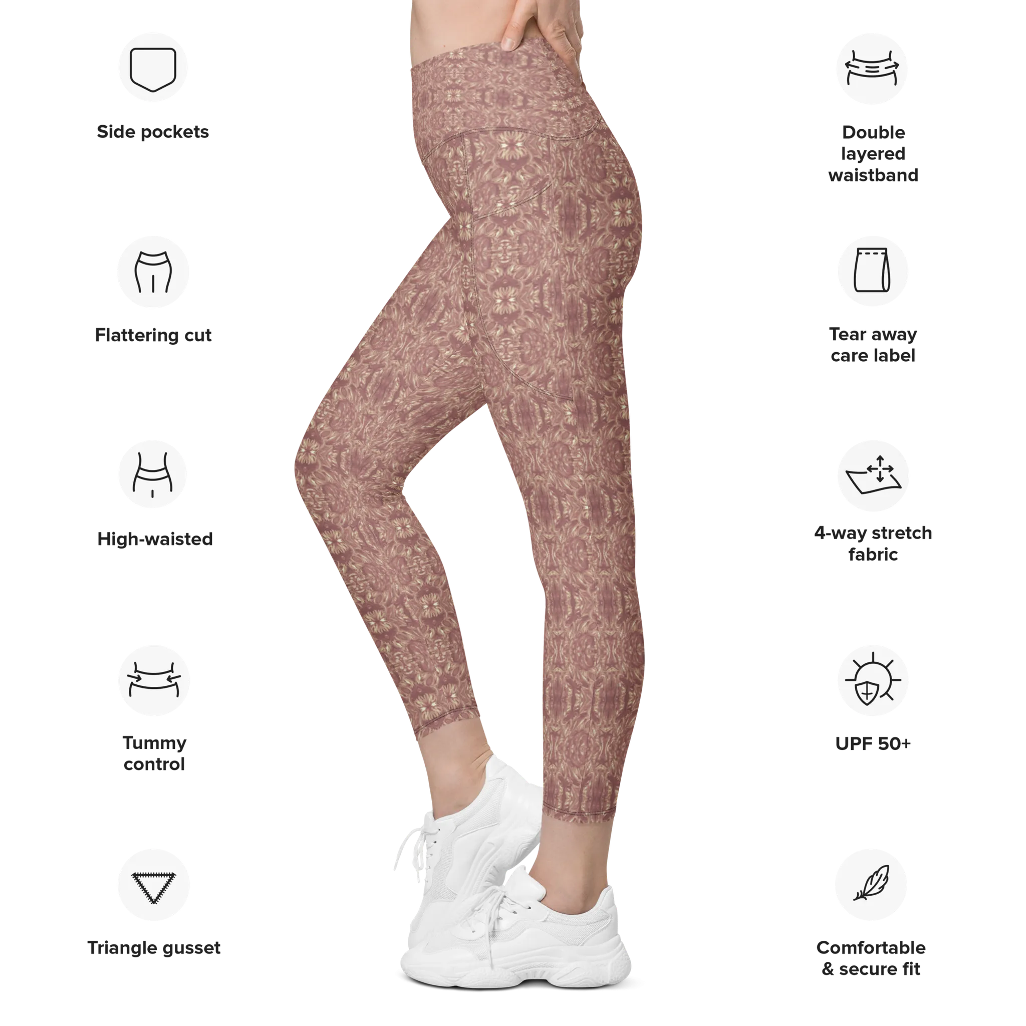 Recursia Bohemian Dream Leggings With Pockets In Pink