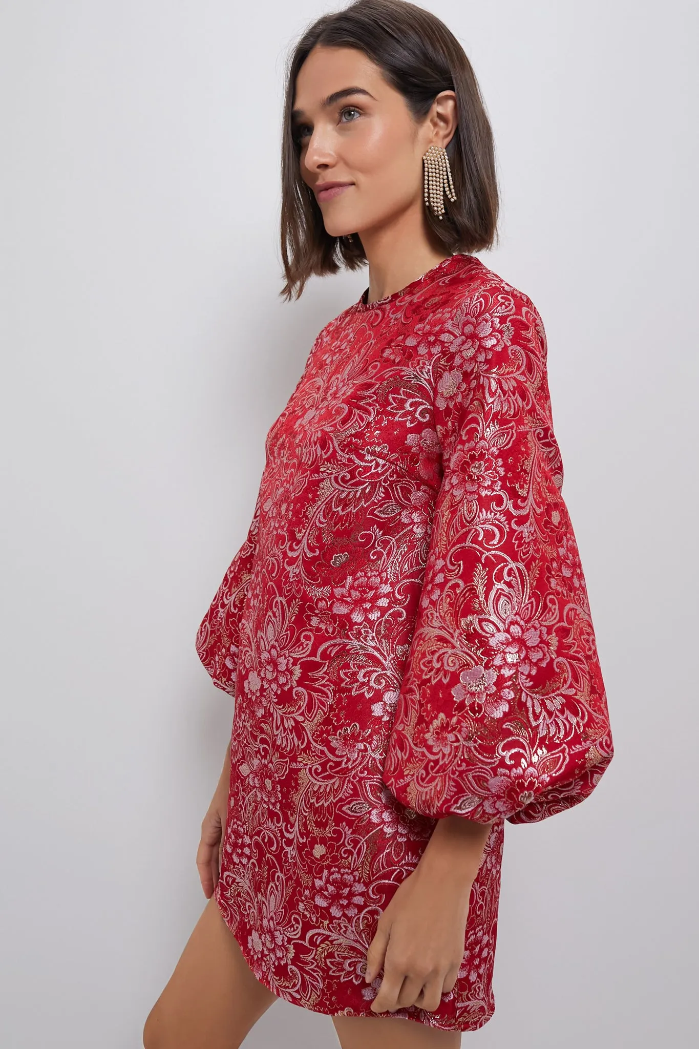 Red & Pink Jacquard Janie Mini Dress