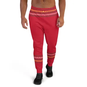 Red Christmas Reindeer Men's Joggers, Festive Xmas Casual Joggers-Made in EU/MX/USA