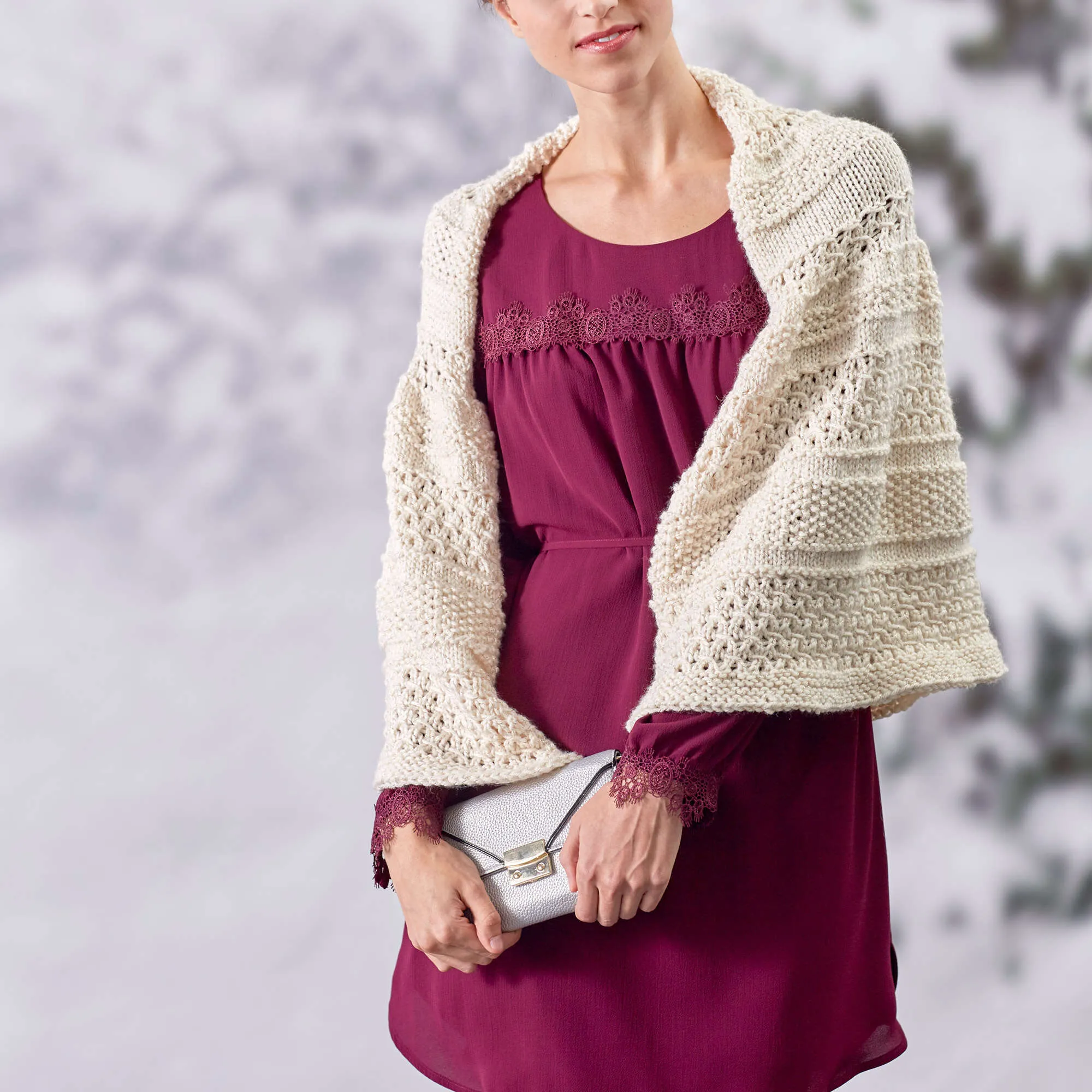 Red Heart Knit Winter Trellis Shawl