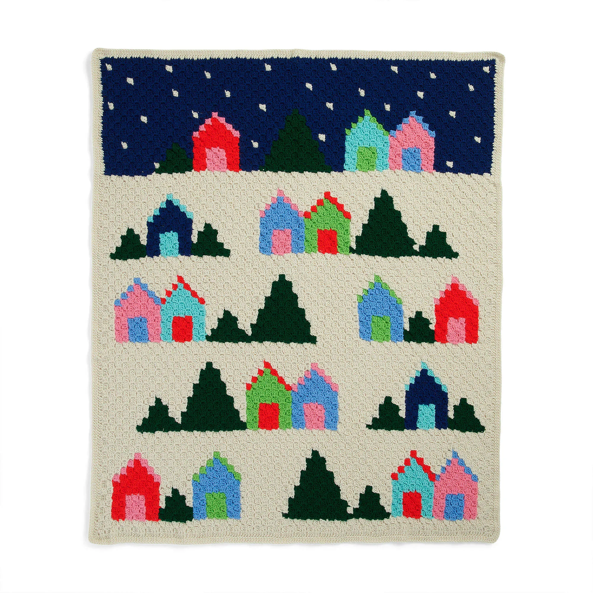 Red Heart Snowy Village Crochet Blanket