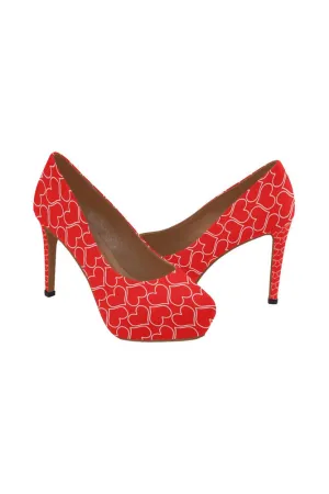 Red Hearts Women's High Heels
