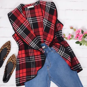 Red Plaid Soft Vest