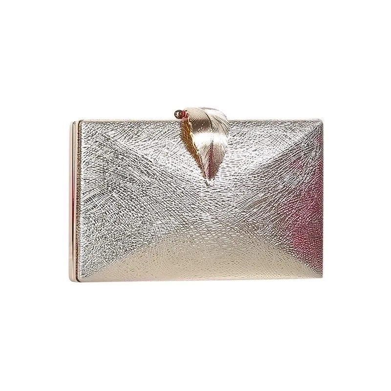 Red Purple Black Pu Leather Leaves Square Evening Bags