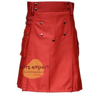 Red Scottish Fashionable Utility Kilt