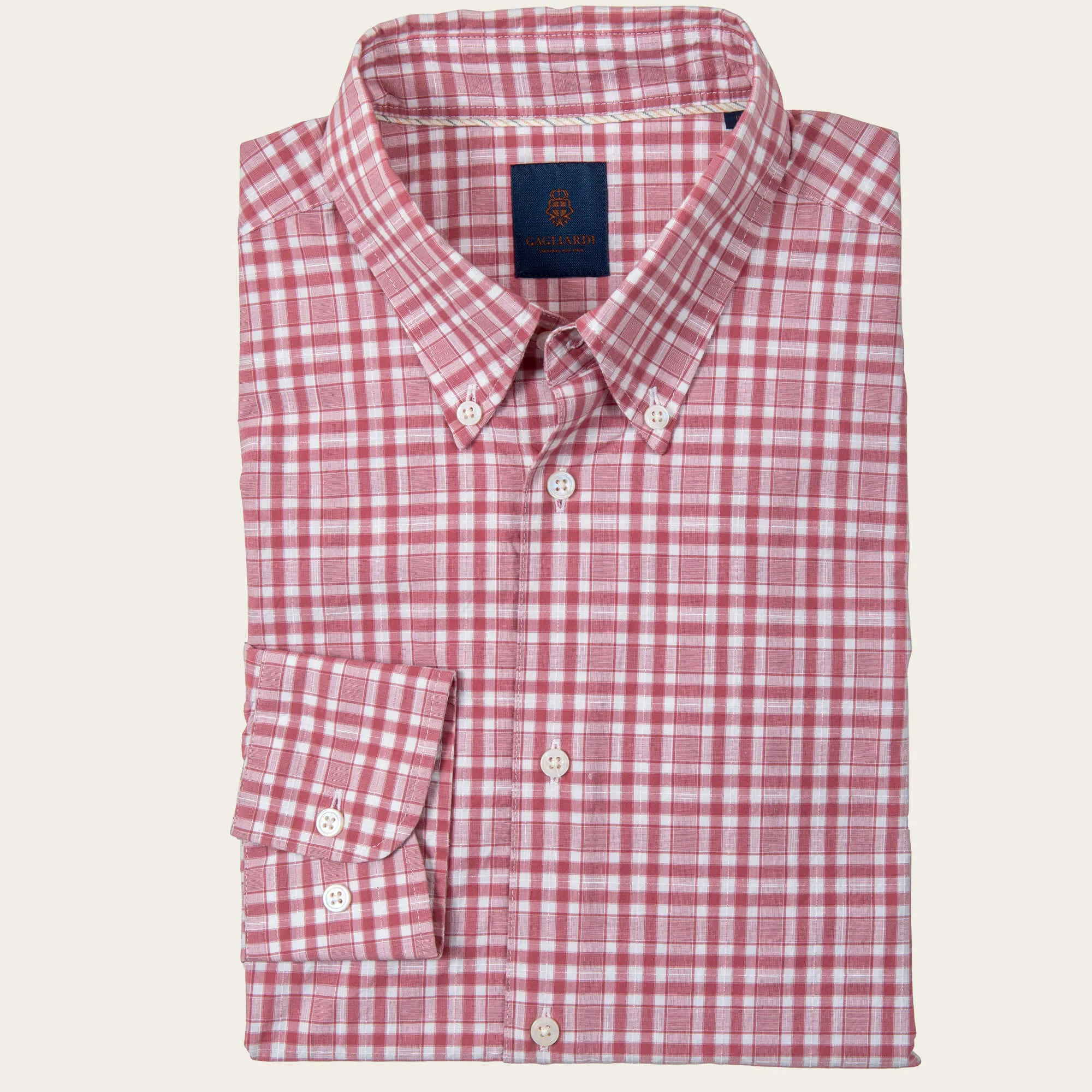 Red Slim Fit Summer Plaid Button Down Shirt