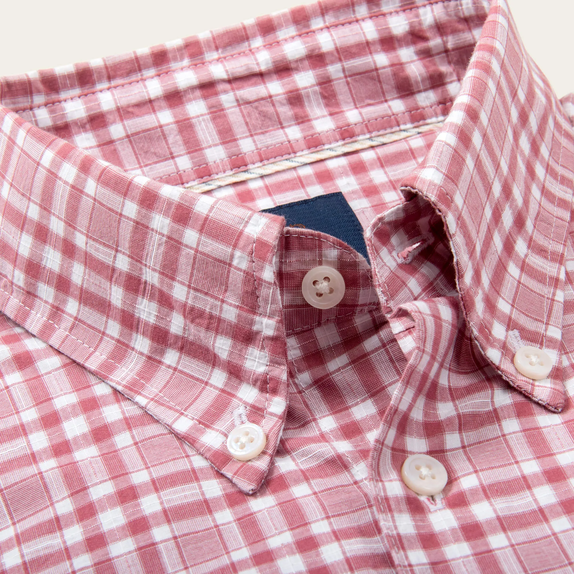 Red Slim Fit Summer Plaid Button Down Shirt