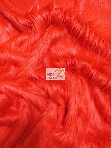 Red Solid Gorilla Animal Long Pile Faux Fur Fabric / Sold By The Yard