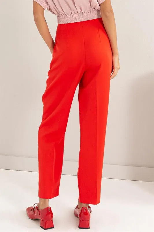 Red Straight Leg Cropped Pants