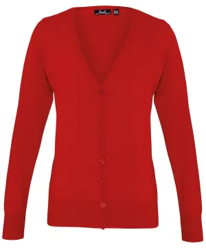 Red - Women's button-through knitted cardigan